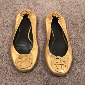 Tory Burch Gold Flats